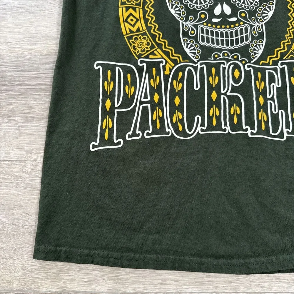 Green Bay Packers Shirt NFL Junk Food Skull Logo Men's Green Medium